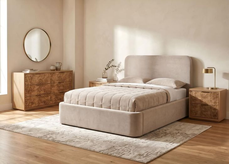 Dawson Light Gray California King Upholstered Platform Bed