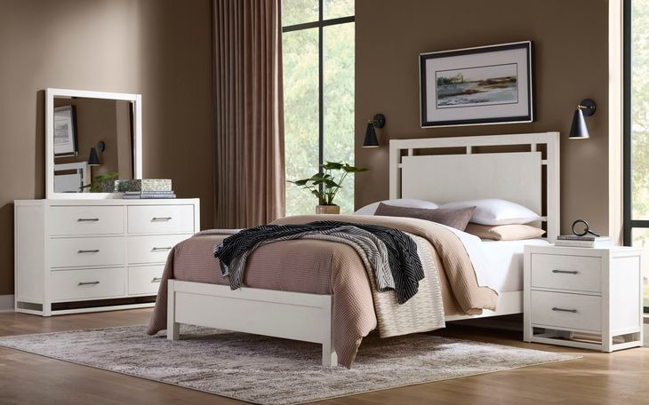 Lodge and Loft Soft White Floating Panel Bedroom Set