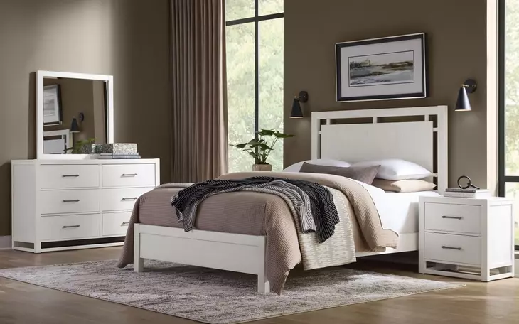 Lodge and Loft Soft White King Floating Panel Bed