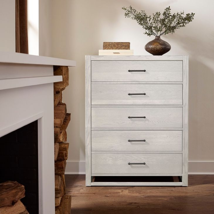 Lodge and Loft Soft White 5 Drawer Chest