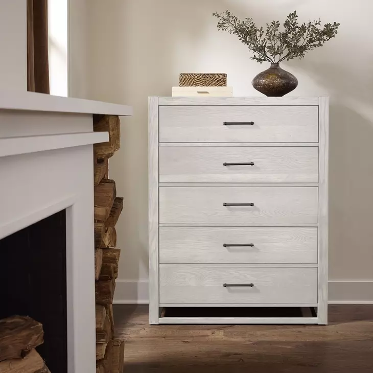 Lodge and Loft Soft White 5 Drawer Chest