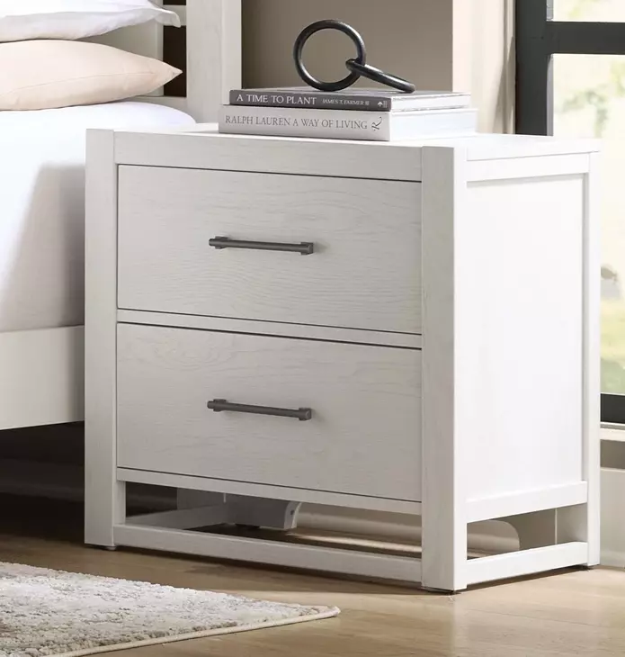 Lodge and Loft Soft White 2 Drawer Nightstand