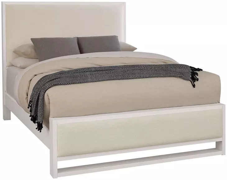 Lodge and Loft Cream Performance Fabric King Upholstered Panel Bed