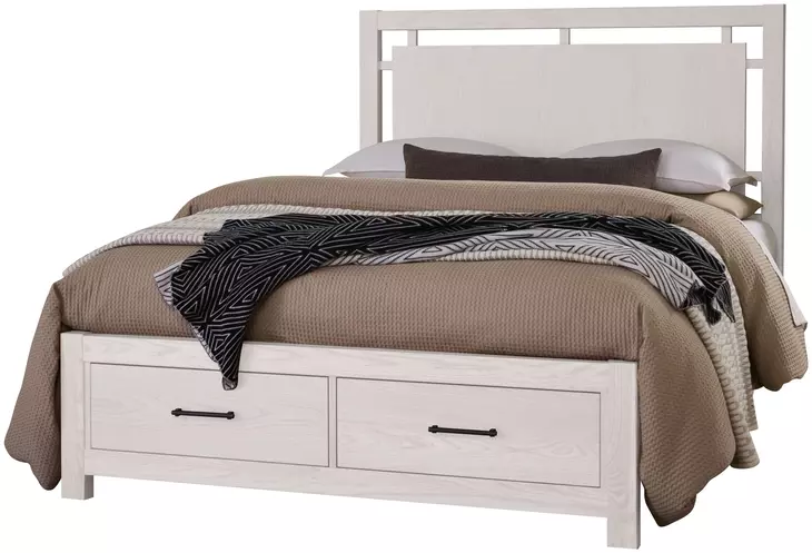 Lodge and Loft Soft White Queen Floating Storage Panel Bed