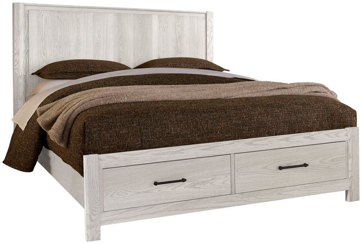 Lodge and Loft Soft White Queen Radius Storage Poster Bed