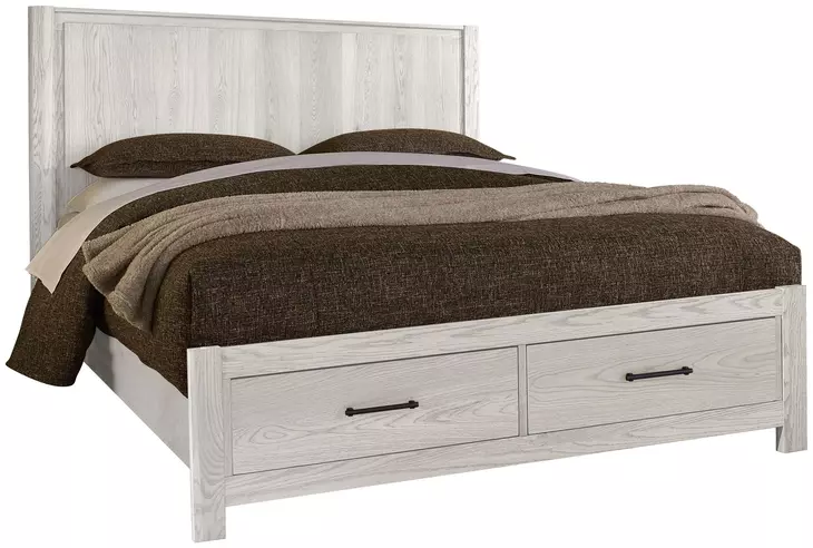 Lodge and Loft Soft White Queen Radius Storage Poster Bed