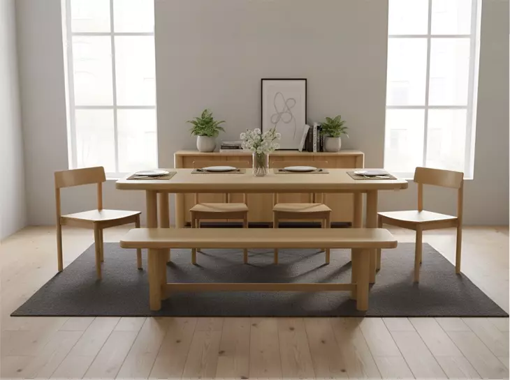 Hudson Light Oak Rectangular Dining Room Set