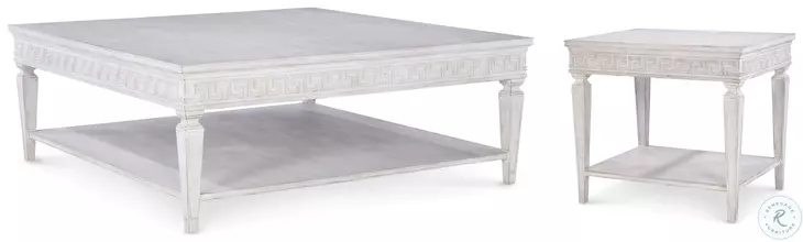 Natalie Antiqued White Occasional Table Set
