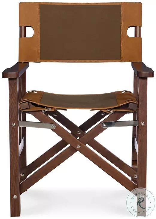 Felix Camel Leather And Olive Canvas Camp Chair