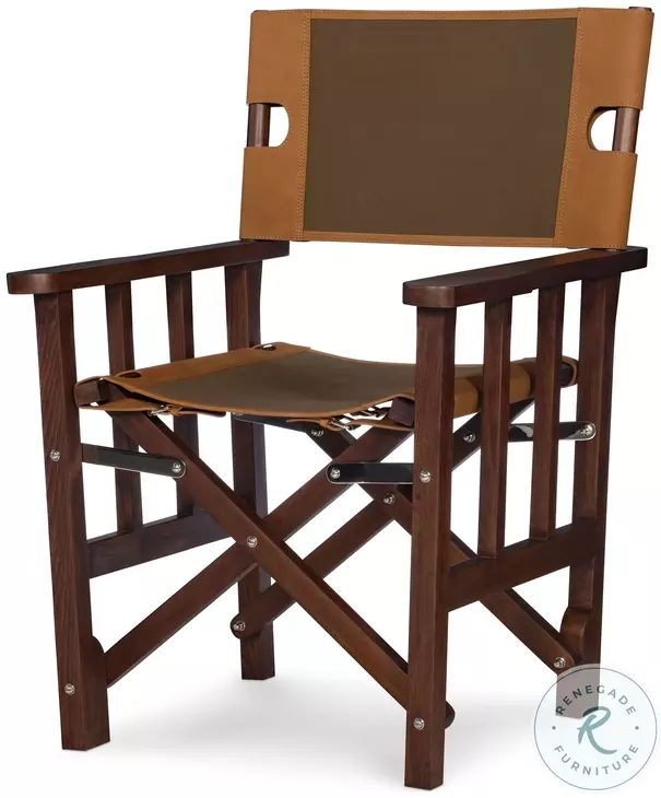 Felix Camel Leather And Olive Canvas Camp Chair