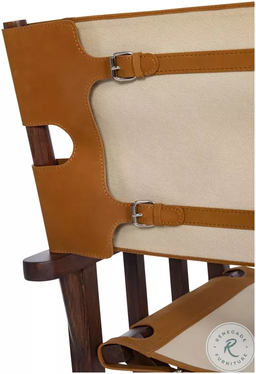 Felix Camel Leather And Cream Canvas Camp Chair