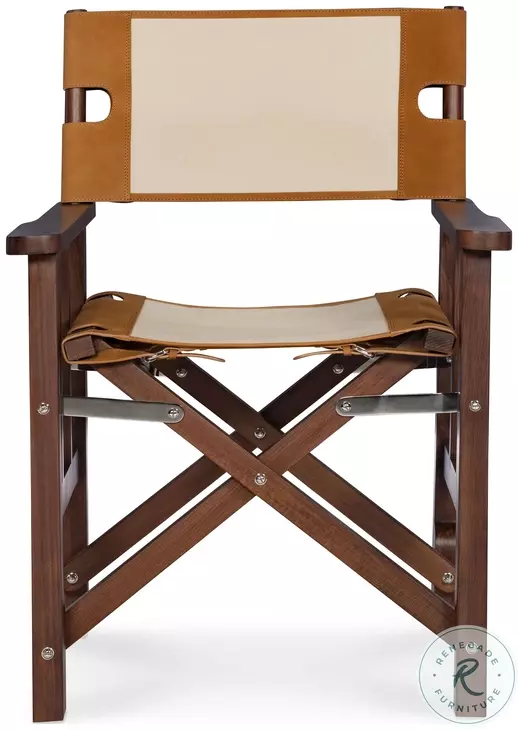 Felix Camel Leather And Cream Canvas Camp Chair