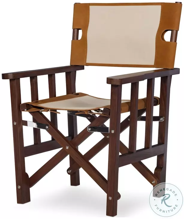 Felix Camel Leather And Cream Canvas Camp Chair