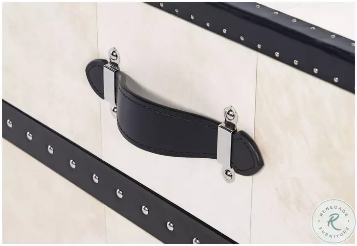 Hawkins Real Vellum And Black Leather Cocktail Trunk