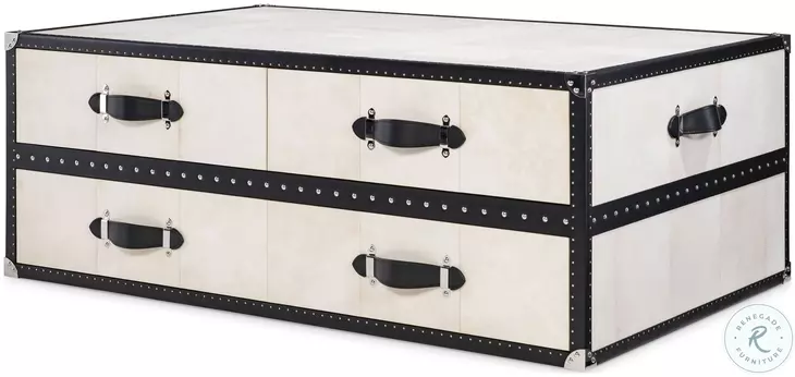 Hawkins Real Vellum And Black Leather Cocktail Trunk