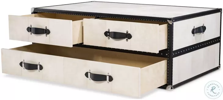 Hawkins Real Vellum And Black Leather Cocktail Trunk