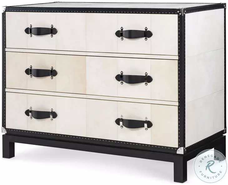 Hawkins Real Vellum And Black Leather Chest