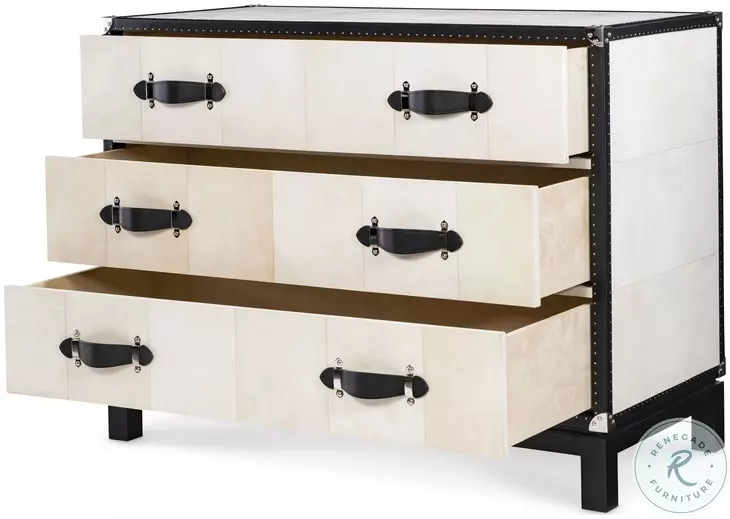 Hawkins Real Vellum And Black Leather Chest