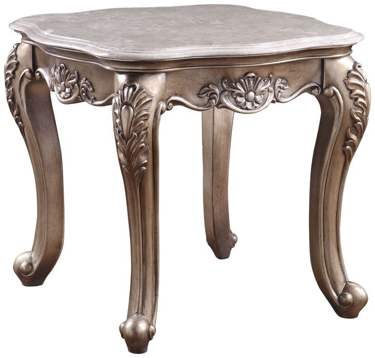 Jayceon Gray and Champagne Marble Top Occassional Table Set