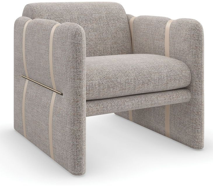 Cigar Club Oatmeal and Gray Performance Fabric Upholstered Accent Chair