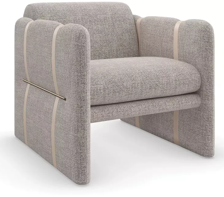 Cigar Club Oatmeal and Gray Performance Fabric Upholstered Accent Chair