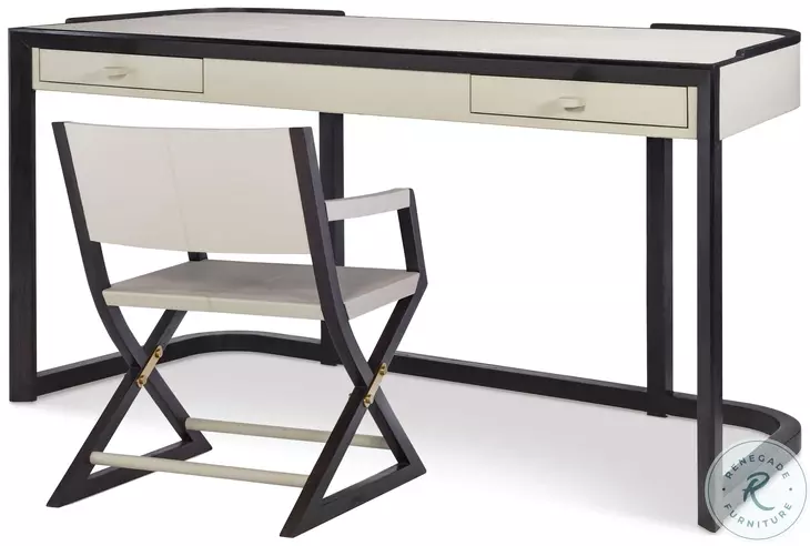 Jude Light Grey Leather And Black Walnut Home Office Set