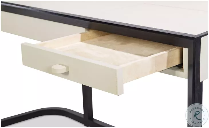 Jude Light Grey Leather And Black Walnut Desk