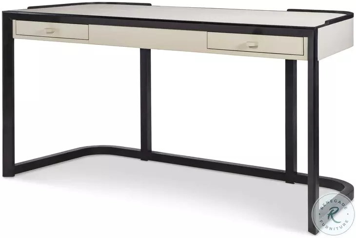 Jude Light Grey Leather And Black Walnut Desk