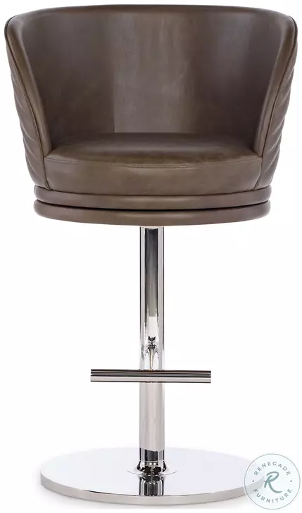 Leo Warm Grey Leather Counter Height Stool