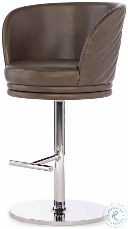 Leo Warm Grey Leather Counter Height Stool - Thumbnail 2