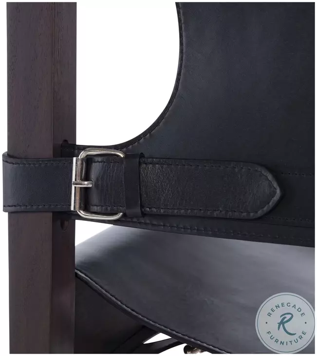 Noah Black Leather Camp Chair