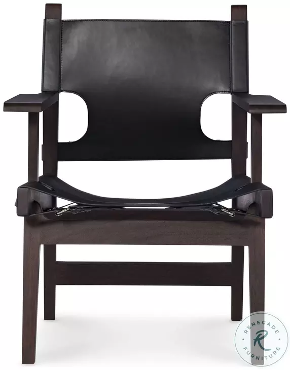Noah Black Leather Camp Chair