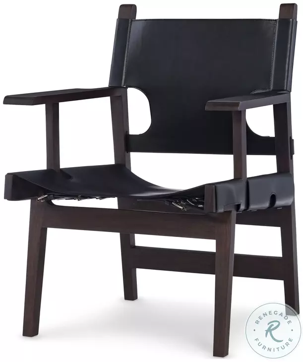 Noah Black Leather Camp Chair