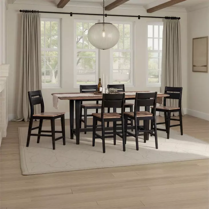 Austin Natural Mango and Black Rectangular Counter Height Dining Room Set