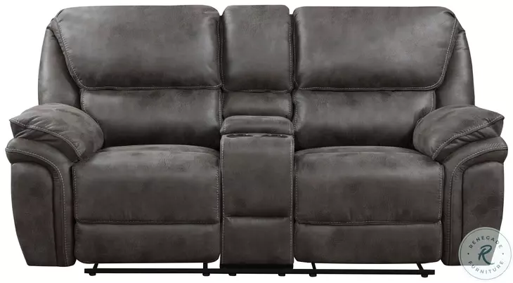 Proctor Gray Double Glider Reclining Console Loveseat