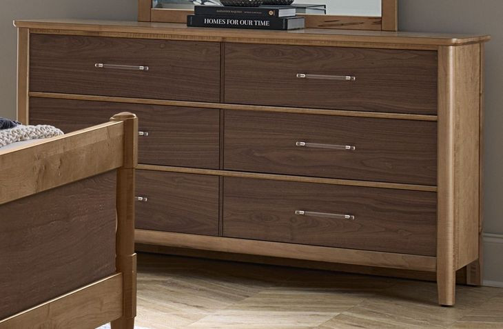 Nordhaven Clear Maple and Nordic Walnut 6 Drawer Dresser
