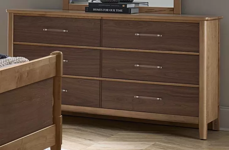 Nordhaven Clear Maple and Nordic Walnut 6 Drawer Dresser