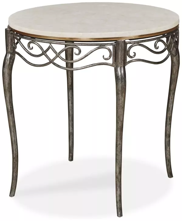 Maeve Cream and Gray Round Side Table