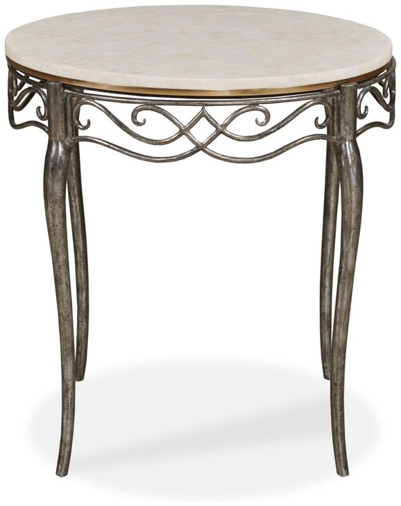 Maeve Cream and Gray Round Side Table