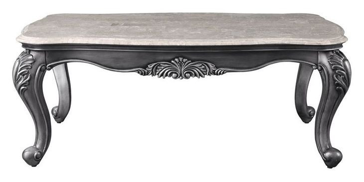 Ariadne Gray and Platinum Rectangular Marble Top Cocktail Table
