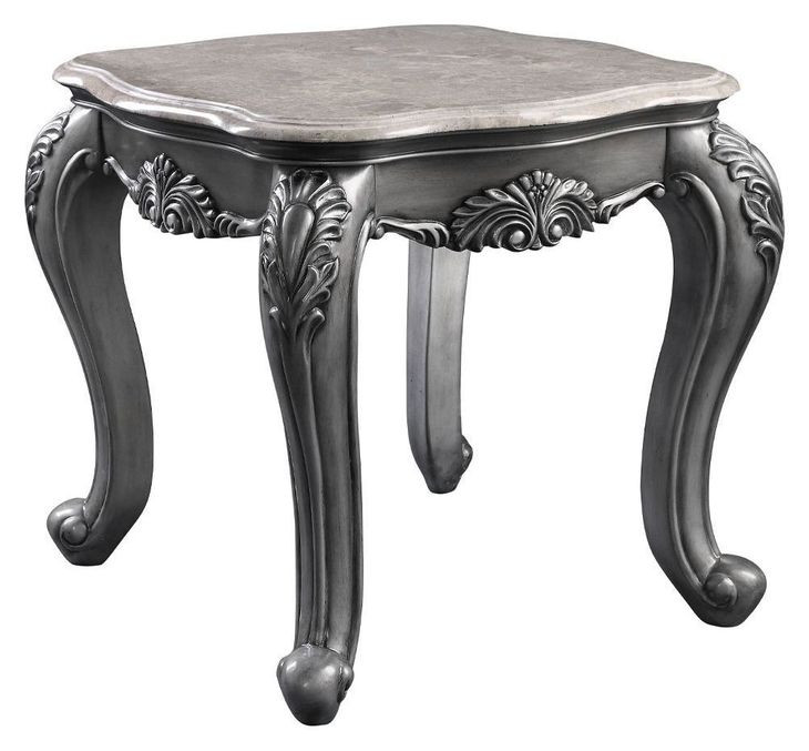 Ariadne Gray and Platinum Marble Top Occassional Table Set