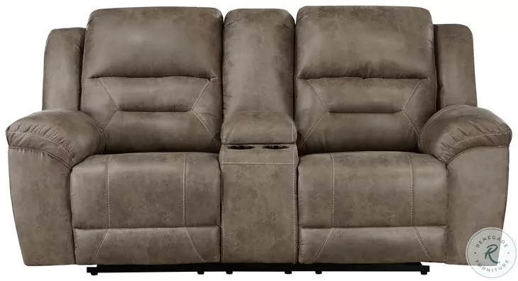 Hazen Brown Double Reclining Console Loveseat
