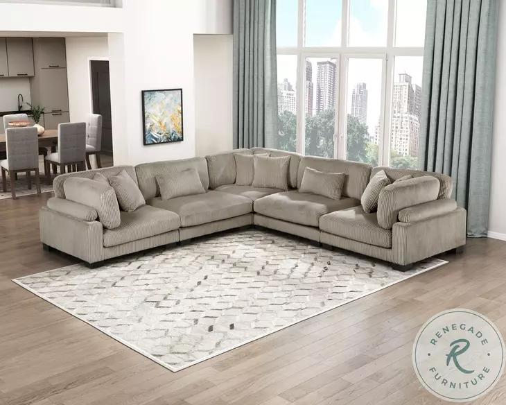 Traverse Taupe 5 Piece L Shape Modular Sectional