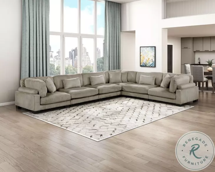 Traverse Taupe 6 Piece L Shape Modular Sectional