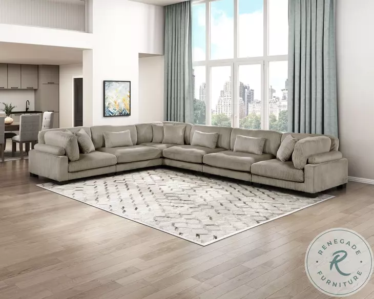 Traverse Taupe 6 Piece L Shape Modular Sectional