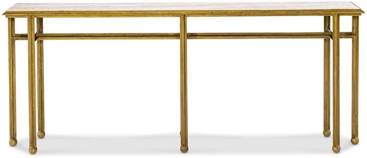 Axel Gold and Cream Rectangular Marble Top Console Table