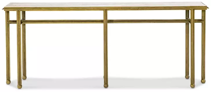 Axel Gold and Cream Rectangular Marble Top Console Table