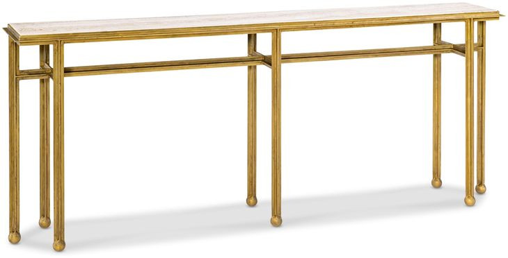 Axel Gold and Cream Rectangular Marble Top Console Table