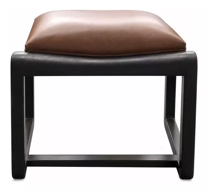 Mateo Brown Leather Upholstered Rectangular Ottoman