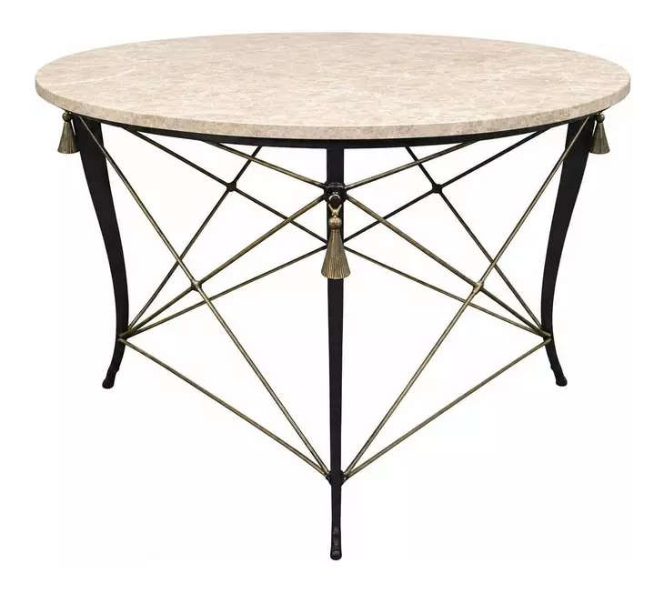 Belvedere Beige and Gray 44" Round Stone Top Center Table